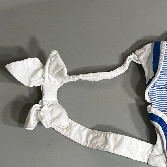 100% cotton Gymboree sailor inspired seersucker Striped romper w/ Pink Button s - Picture 5 of 7